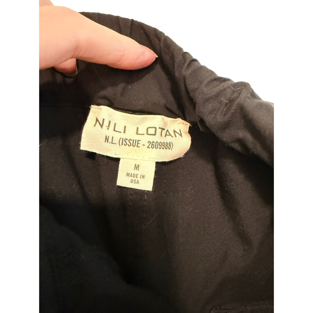 Nili Lotan M Elastic Waist Casablanca Pants $395 Crop Cotton Jet Black NWT - Picture 9 of 14